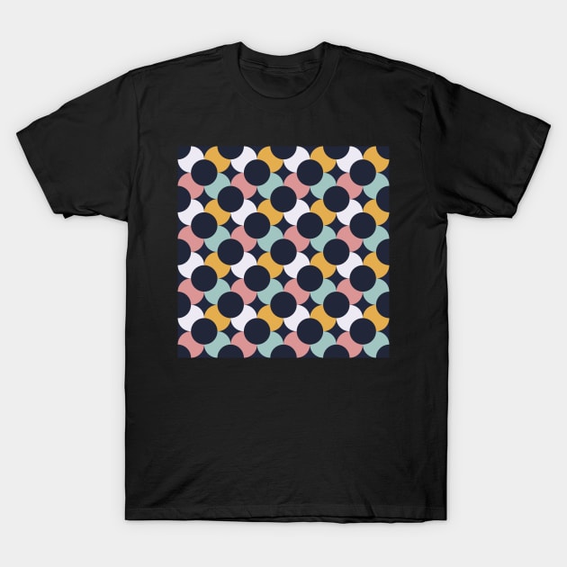 Mid Mod Flowers Navy T-Shirt by StephersMc